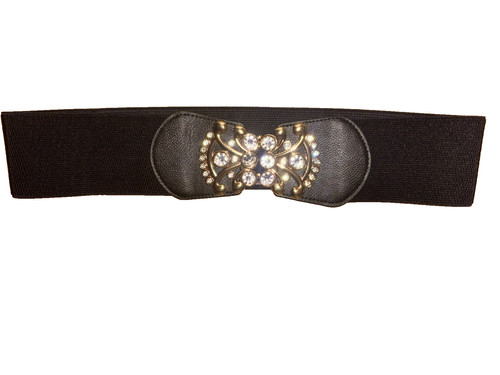 Jewelled wide belt with - with, faux