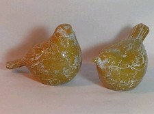 Vintage Birds. heavy stoneware yellow Bird ornaments. 11cmTall collectable birds