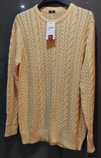 Cotton Traders Buttermilk (Pale Yellow)  Long Sleeve Jumper Size XL Cabel Knit