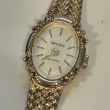 Vtg Gruen Ladies Ruby/Diamond