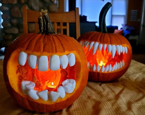 Halloween pumpkin teeth - halloween,