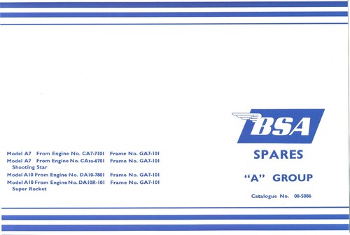 Bsa a10 parts book - a7, fully