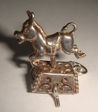 RARE VINTAGE SILVER NUVO MOVING DONKEY HORSE PENNY FAIRGROUND RIDE CHARM