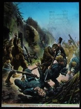 HAND COLOURED Glass Magic Lantern Slide SPHERE WW1 BATTLE SCENE