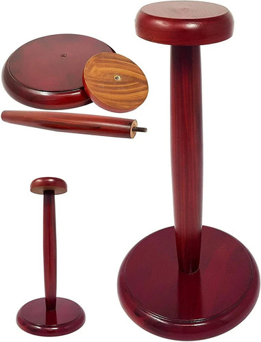 Brown wooden helmet display - brown,