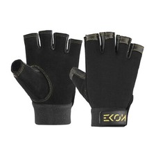 Ekon Leather Work Gardening Warehouse Forklift Working Gloves Fingerless Black