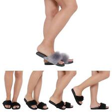 Womens Ladies Faux Fur Slip on