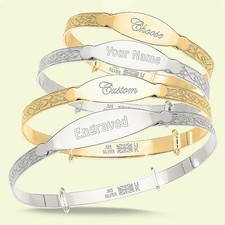 Dolce Valentina Personalised Engraved Bangle Baby-Children Silver/Gold Bracelet 