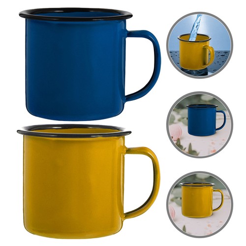 Reusable enamel cups set 2pcs - reusable,