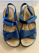 Pavers Navy Leather Sandals UK