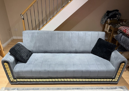 Grey velvet convertible - grey, sofa