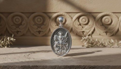 Sterling silver necklace saint - silver,