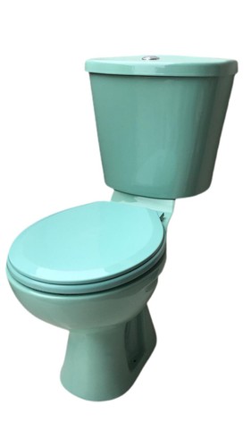 Turquoise toilet and basin - toilet,
