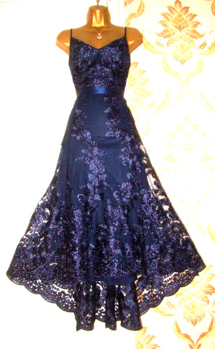 Quiz blue embroidered - dip, hem