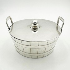 ANTIQUE NOVELTY LIDDED BUCKET BUTTER DISH SILVER PLATE WILLIAM HUTTON & SONS