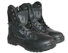 MENS BLACK LACE UP AND SIDE ZIP LEATHER UPPER POLICE/ARMY BOOTS SIZES 7-11