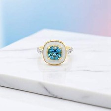Cushion Cut Blue Topaz and