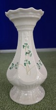 Belleek Small Island Vase made in Ireland. 17.5 cm/6 3/4" Tall. Shamrock design.