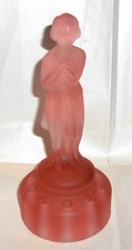 Vintage Cambridge Glass Frosted Pink Draped Lady Flower Frog Number 645577
