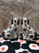 Staffordshire Flatback Wally Dogs Pair, Antique, 9”