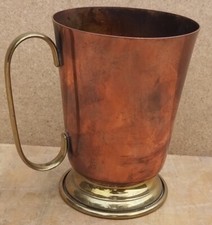 Vintage Old Antique Copper 5" cup mug tankard brass 