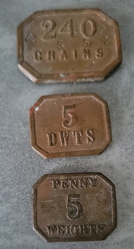 Antique three brass weight - brass,