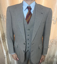 1950s vintage houndstooth bespoke classic all worsted 3 piece 2 button suit 40R