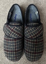 Cosyfeet Reggie Wide Fit Slipper - Grey Tartan - Mens Uk Size 12