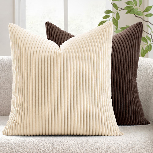 Cream brown corduroy cushion - corduroy,