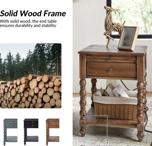 Solid wood bedside - solid,