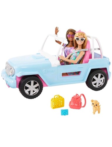 Barbie jeep with - jeep, dolls