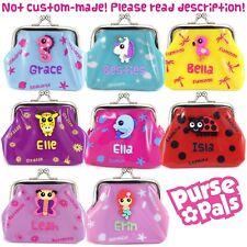 Girls Personalised Name Kids Animal Character Small Clasp Plastic PVC Coin Purse