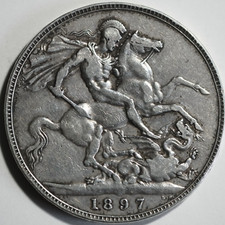 1897 LXI Silver Crown Victoria Veiled Portrait