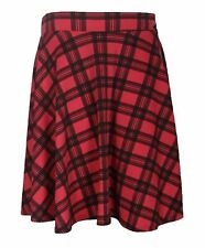 Ladies Print Elasticated Waist Knee Length Skater Midi Skirt Swing Flared Jersey