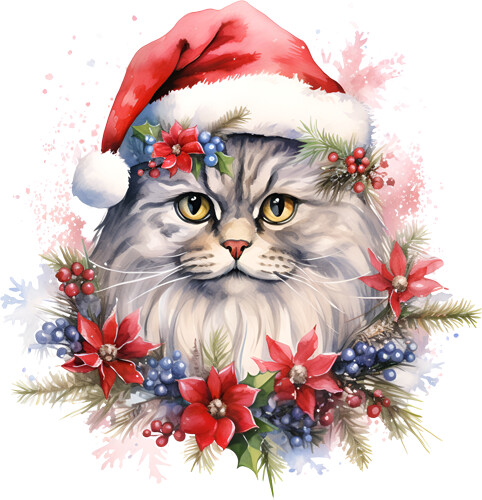 Christmas cat colourful - christmas,