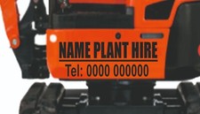 Mini Digger Fork Lift Hire Sticker Personalised Name  JCB Caterpiller BB537
