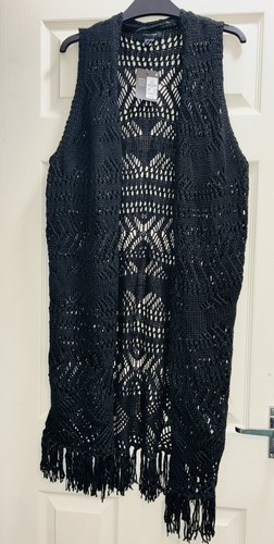 Long black crochet - black, knit