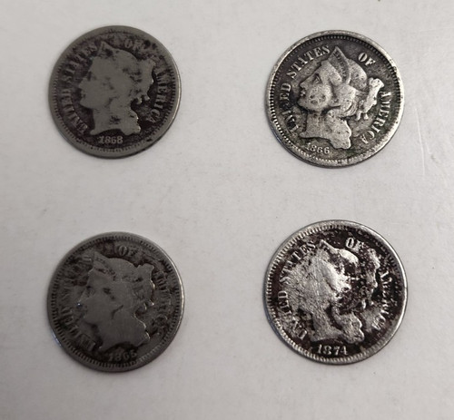 Three cent nickel 1865 - three,