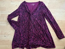 SOMA live Love Lounge Red Leopard Print Long Sleeve Top Size XL front Knot AB23