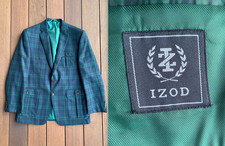 Izod Blackwatch 40R Tartan Plaid 3 Pocket Norfolk Blazer Jacket Sport Coat