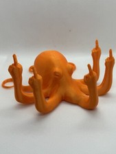 Middle Finger Octopus Ring Holder Display | 3D Printed, Crude Humour [Orange]