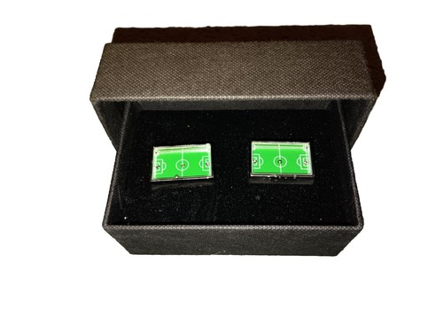 Football pitch cuff links - football,