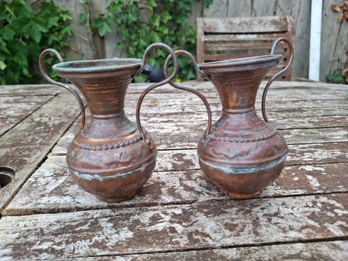 Pair brass copper vintage - of, brass/copper