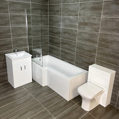 Shower bath suite - bath, shaped