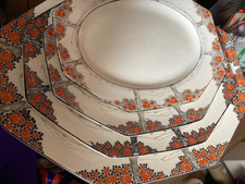 Set of 4 Classic Art Deco Crown Ducal "Orange Tree" Octagonal 1920's 26 to 38cm