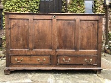 Handsome Original Georgian Antique Mule Paneled Blanket Chest Coffer Trunk