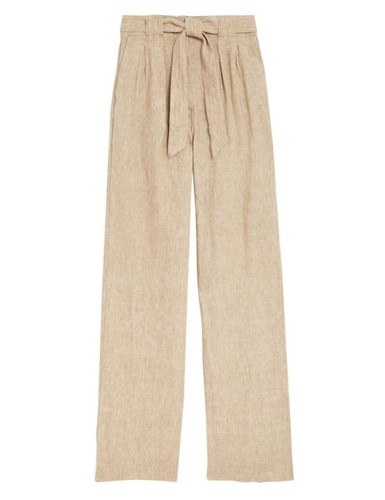 Wide trousers linen - trousers, belted
