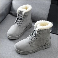 Womens Waterproof Fur Lined Snow Ankle Boots Ladies Winter Warm Flat Shoes UK
