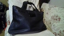 Plinio Visona Italian Designer Black Leather Handbag 17 inches x 12 inches