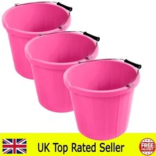 Pink Builders Bucket 15L Feed Buckets Multi Pack of 3 3 Gallon